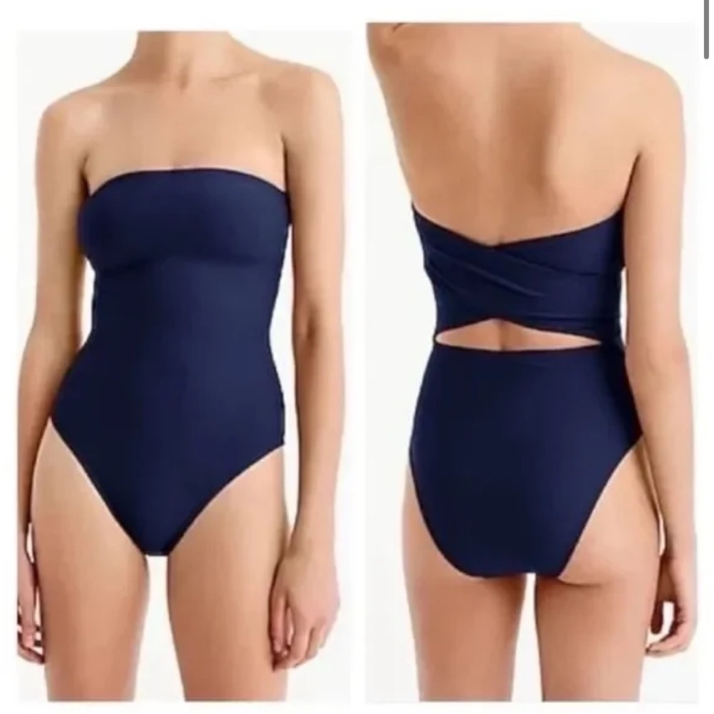 J. Crew Navy Strapless One-Piece Swimsuit